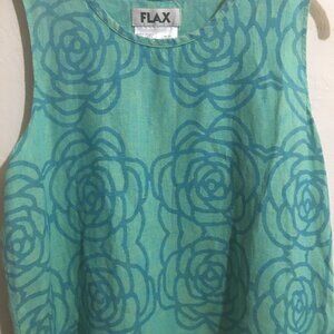 FLAX Teal Roses Linen Tank
